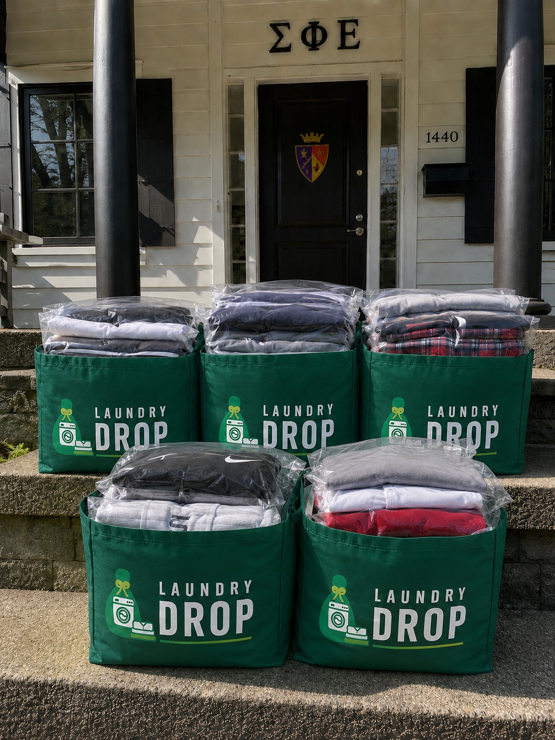 Clean folded laundry delivered back to a house in Cottage Grove